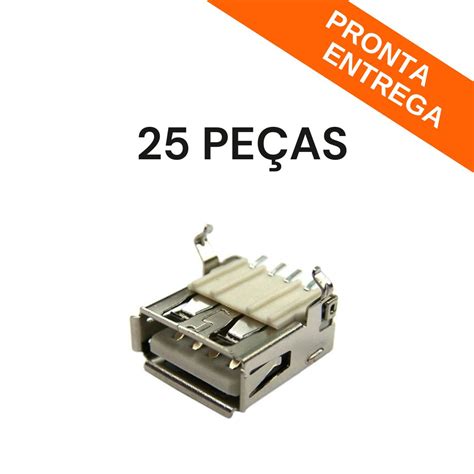 Kit 25 Peças Conector USB Tipo A Fêmea PCI 180 YH USB01C Conector