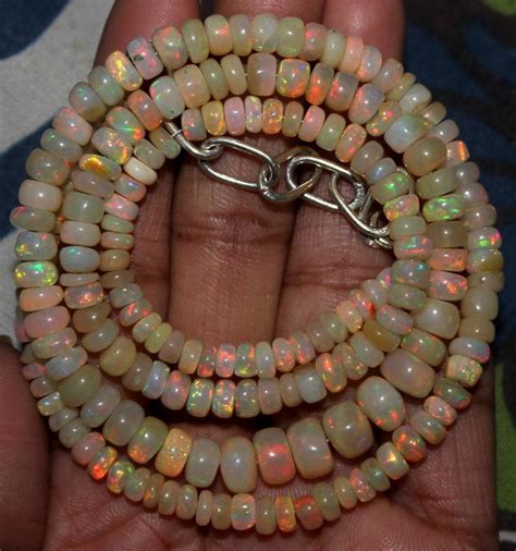 83 Crts Natural Ethiopian Welo Fire Opal Beads Necklace 190 Beaded