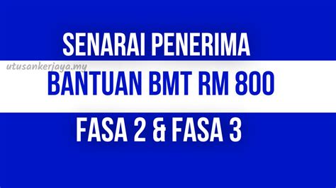 Ini Adalah Senarai Penerima Bantuan Kewangan BMT RM800 Fasa 2 Dan Fasa