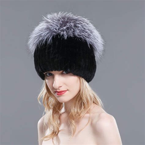 Buy Wholesale New Winter Genuine Rex Rabbit Fur Hat With Fox Fur Pom