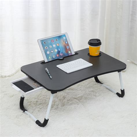 Table De Lit Pliable Pour Ordinateur Portable Avec Tiroir Et Porte