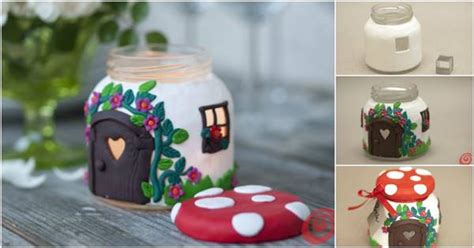 Diy Beautiful Mushroom House Candle Holder From A Jar