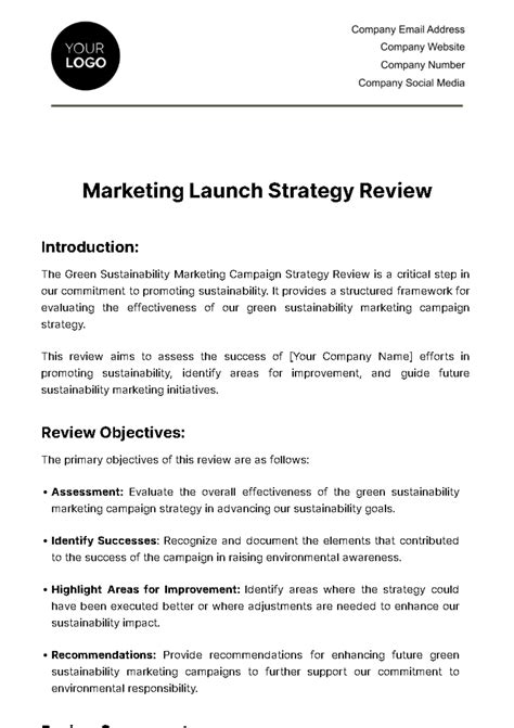 Free Marketing Launch Strategy Review Template Edit Online And Download