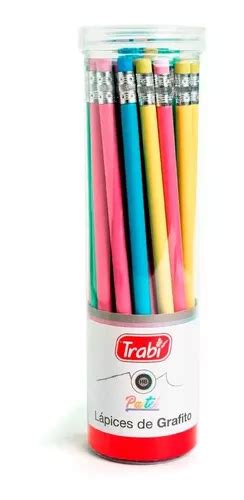 Lapiz Negro Trabi Pastel Grafito Hb Con Goma Tubo X U