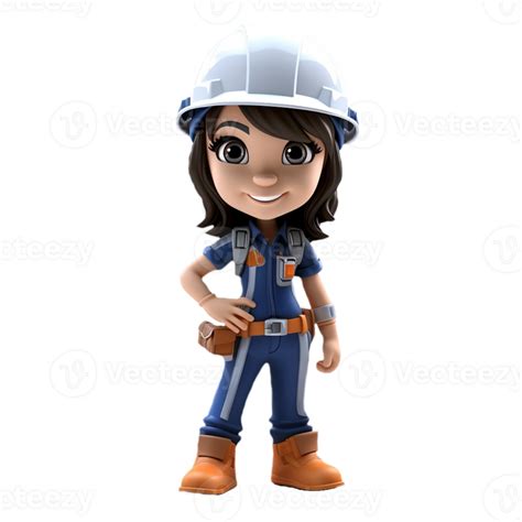 Ai Generated D Cartoon Character A Female Worker Isolated Transparent