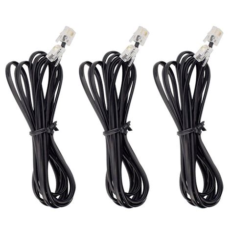 Black Phone Telephone Extension Cord Cable Line Wire With Standard Rj11 6p4c Plugs For Landline