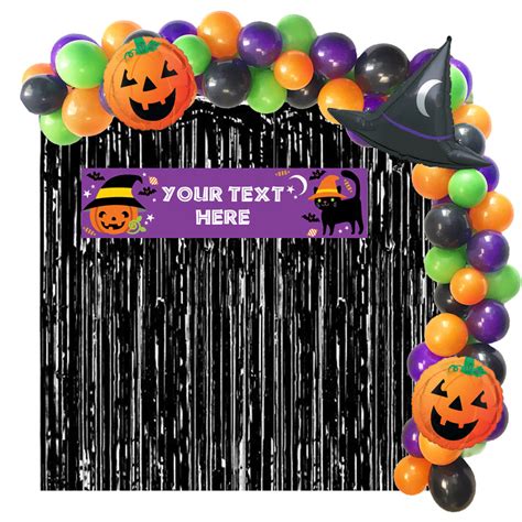 Personalised Halloween Party Backdrop Decoration DIY Kit With Balloon – Party Packs