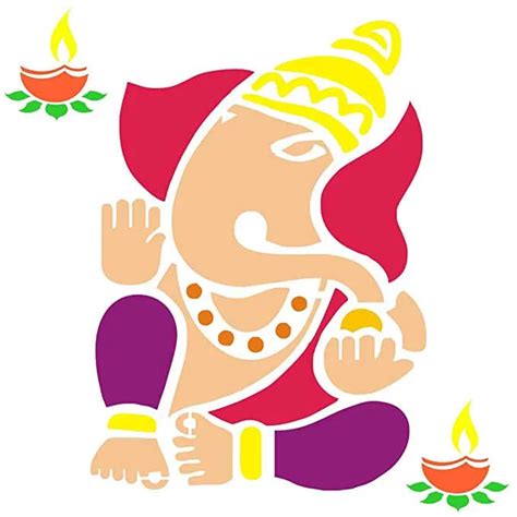 Ganesha Rangoli Design with Six Rangoli Colors - Incredible Gifts