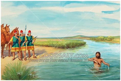 Naaman Bathes In The Jordan River To Be Cured Of His Leprosy Story Of Naaman My Bible Friends