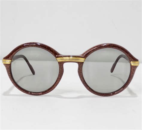 Cartier Cabriolet Round Brown 22k Gold Sunglasses Circa 1991 Vintage By Misty