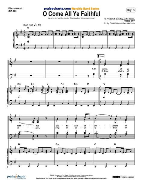 O Come All Ye Faithful Sheet Music PDF Third Day PraiseCharts