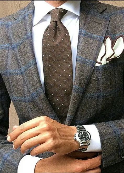 Custom Made Grey And Brown Windowpane Plaid Tweed Men Slim Fit Suits