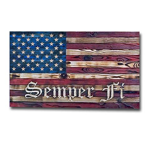 Semper Fi USMC Signature Patriot 50 Star Wood Flags S 24 X 14