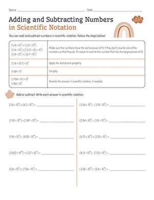 Adding And Subtracting Numbers In Scientific Notation Worksheet