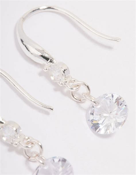 Silver Cubic Zirconia Dangle Drop Earrings Lovisa