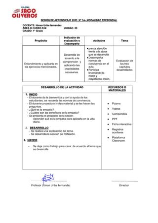 SESIÓN DE APRENDIZAJE 2023 1 ro pdf