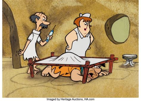 The Flintstones The Blessed Event Doctor Rockpile Nurse And Fred Production Cel And Key Master