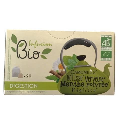 Infusion Bio Camomille M Lisse Verveine Menthe Poivr E R Glisse