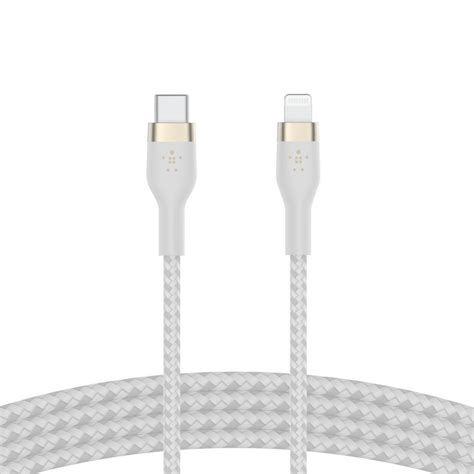 Belkin Boost Charge Pro Flex Lightning To Usb C Braided Cable M White