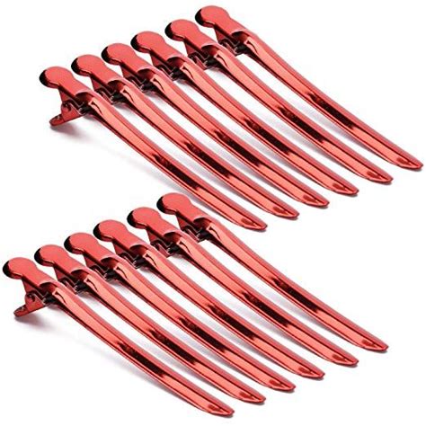 Metal Duckbill Hair Clips Professional Sectioning Alligator Barrette Red Hair Grip Clamps Salon