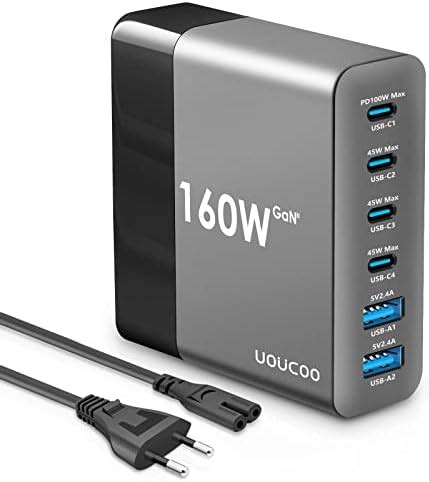 UOUCOO 160W USB C Ladegerät Mehrfach GAN Charger USB Netzteil 100W 45W