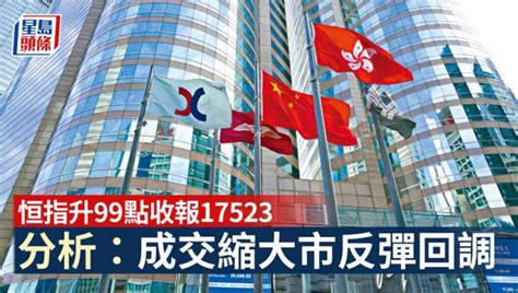 全日收市｜恒指升99點收報17523 分析：成交縮大市反彈勢頭回調 星島日報