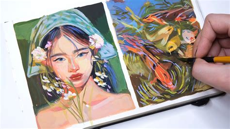 Gouache Painting In My Sketchbook Paint With Me Painting A Portrait