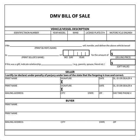 Bill Of Sale Form Template For Car Boat Vehicle Word Pdf