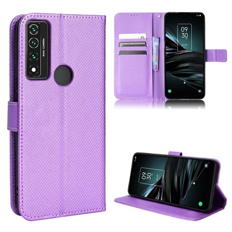 For Tcl X G T Dl Diamond Texture Leather Phone Case Purple