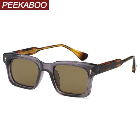 Peekaboo Retro Style Polarized Sunglasses For Men Cp Acetate Square Sun