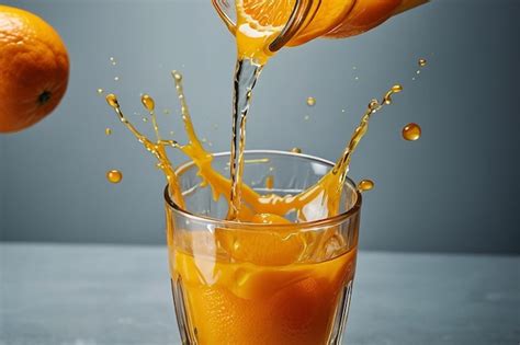 Premium Photo Pouring Orange Juice Into A Glass With Dramatic Splashes