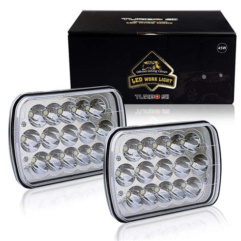 Turbosii Dot Approved 45w Rectangle 5x7 7x6 Led Headlights Hi Low Sealed Beam H4 Plug H6054