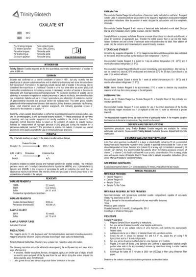 OXALATE KIT Trinity Biotech PLC