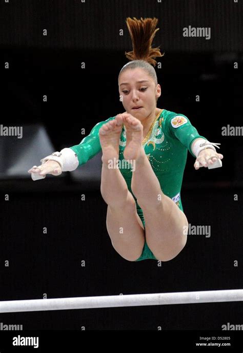 Aliya Mustafina From Russia Performs During The Uneven Bars Womens