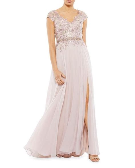 Mac Duggal Embellished Cap Sleeve Tulle Gown In Rose Pink Lyst