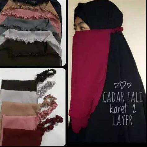 Jual Niqob Cadar Tali Karet 2 Layer Sifon Tanpa Jahitan Bawah Mata