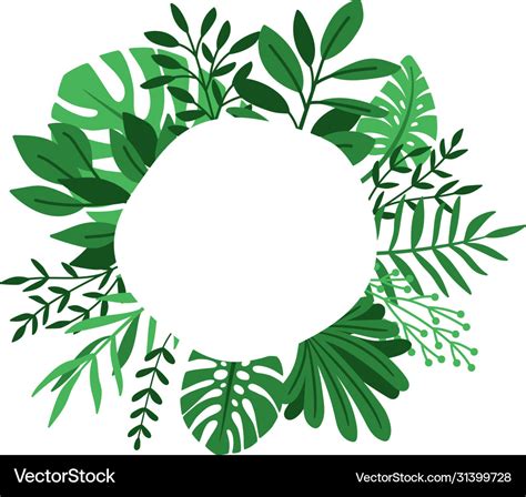 Green Leaves Circle Frame Royalty Free Vector Image