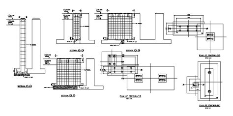 Plan Of Footing And Section Details Of Centrifugal Station Pump