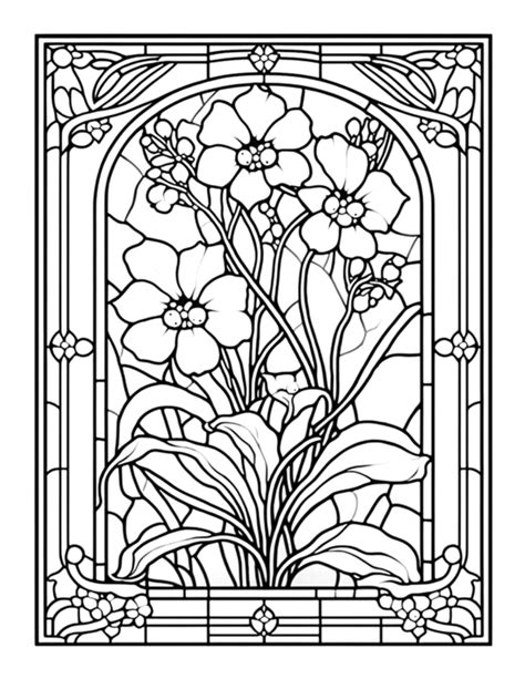 Free Flower Stained Glass Coloring Page Free Coloring Adventure