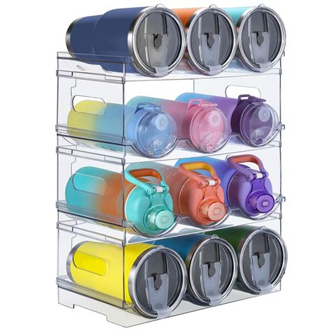 Iroonn Large Compartment Water Bottle Organizer Stackable Water Bottle