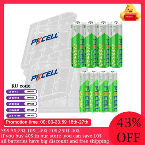 4 8 16 24 Pack PKCELL 2200MAH AA Battery AAA 850MAH 1 2V NI MH AAA