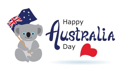 Premium Vector Happy Australia Day Greeting Card With Cute Koala Bear