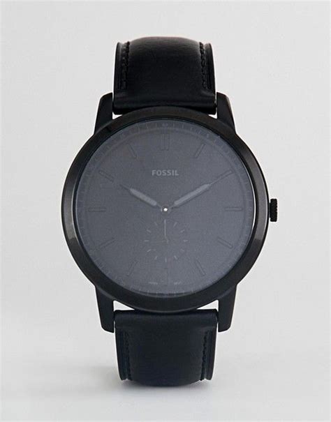 Fossil Fs The Minimalist Leather Watch In Black Fossil Leather