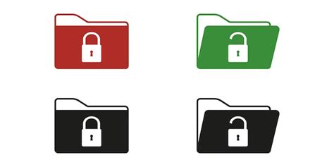 Premium Vector Folder Icons Set With Locks On A White Background