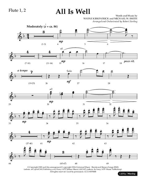 All Is Well Choral Anthem Satb Flute Sheet Music Pdf Lifeway Choral