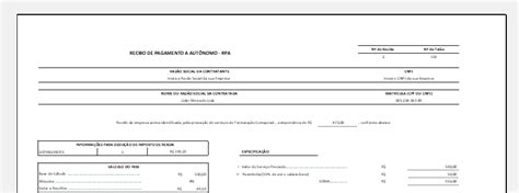 Planilha De Modelo De Recibo De Rpa Em Excel Planilhas Em Excel