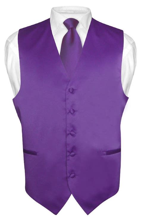 Men S Dress Vest And Necktie Solid Purple Indigo Color Neck Tie Set For Suit Tux In 2021 Mens