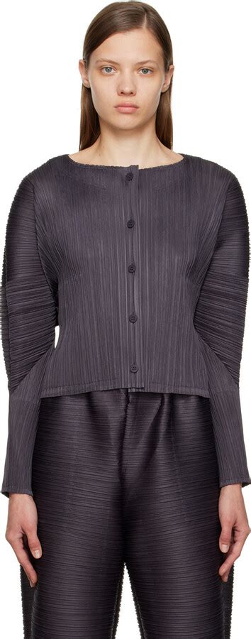 Pleats Please Issey Miyake Gray Monthly Colors October Cardigan Shopstyle