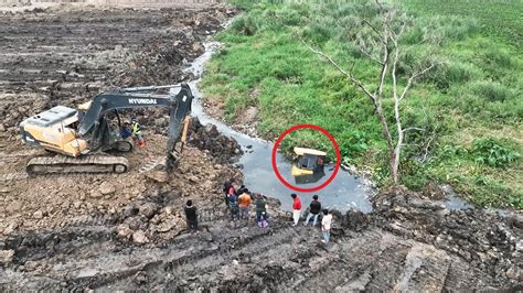 Amazing Technique Skills Bulldozer Secure Sinking In Deep Water