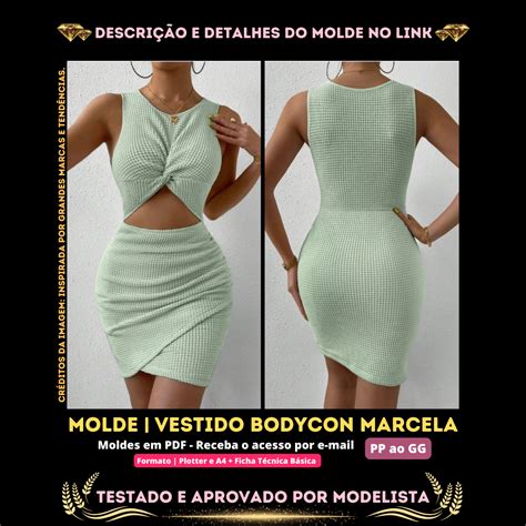 Molde Em Pdf Vestido Bodycon Marcela Id Empreendedora